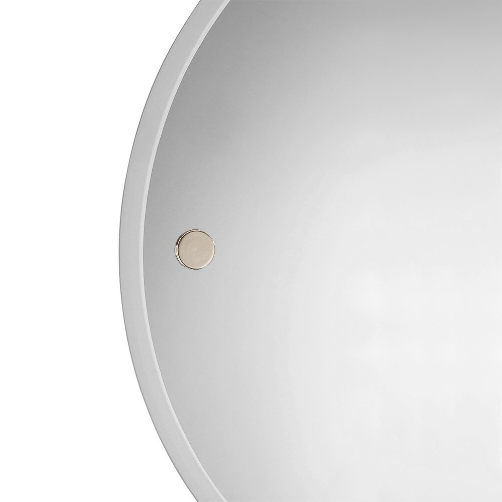 Round Mirror with Fixing Caps 18 11/16" in Satin Nickel