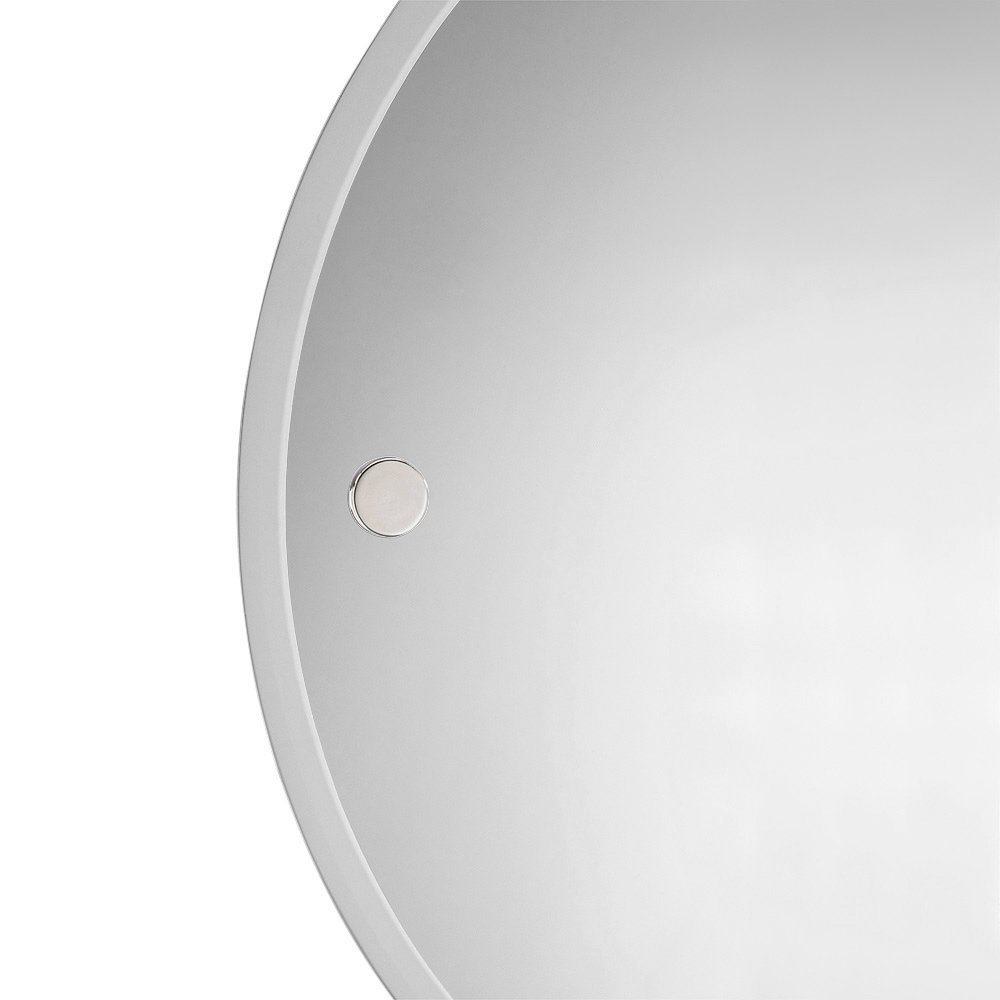 Round Mirror with Fixing Caps 18 11/16" in Polished Nickel