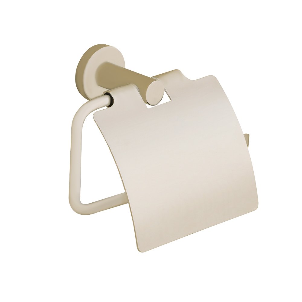Toilet Roll Holder with Lid in Satin Nickel