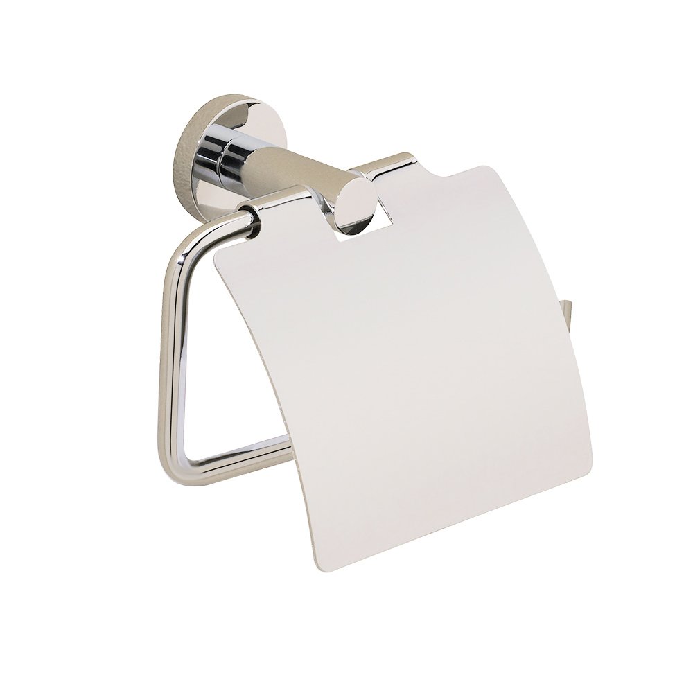 Toilet Roll Holder with Lid in Polished Nickel