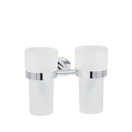 Frosted Double Tumbler Holder in Chrome