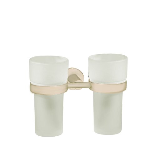 Frosted Double Tumbler Holder in Satin Nickel