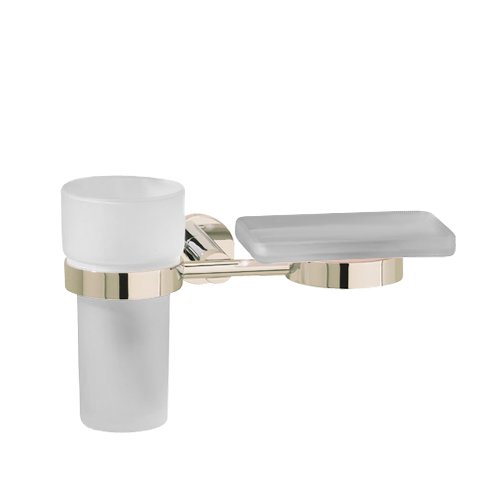 Frosted Tumbler and Soap Dish Holder in Polished Nickel