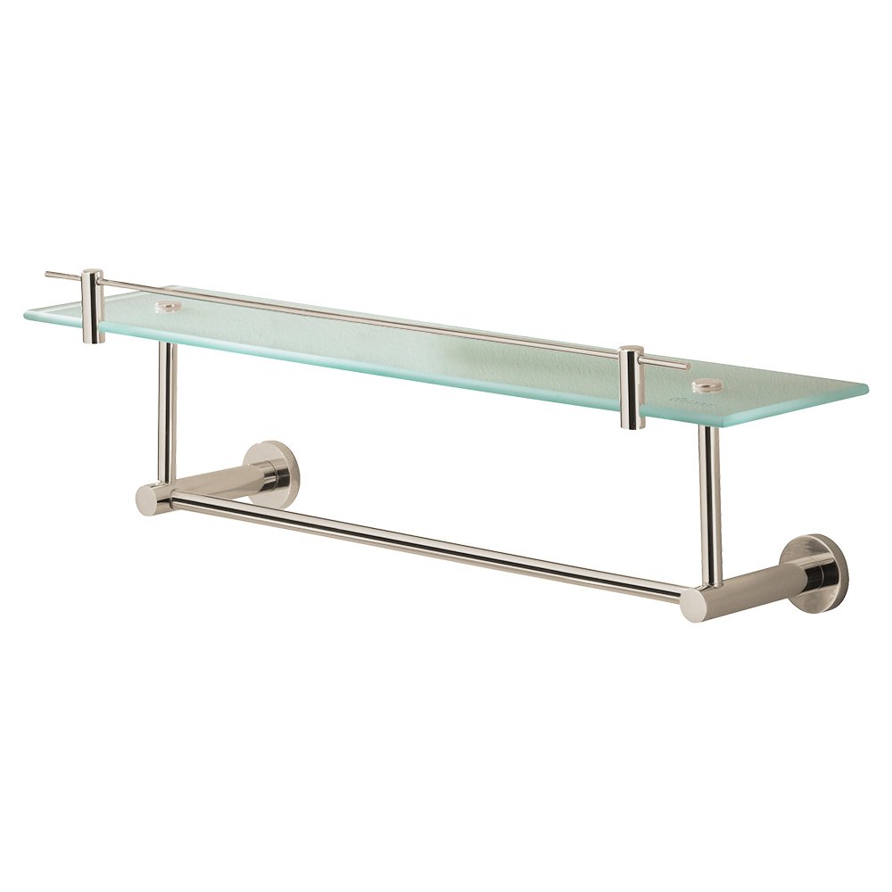 Glass Shelf with Under Bar 19 3/4" in Polished Nickel