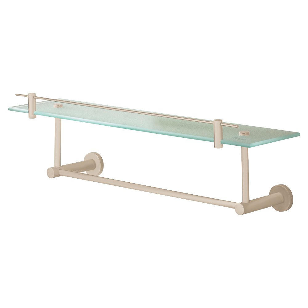 Glass Shelf with Under Bar 23 5/8" in Satin Nickel