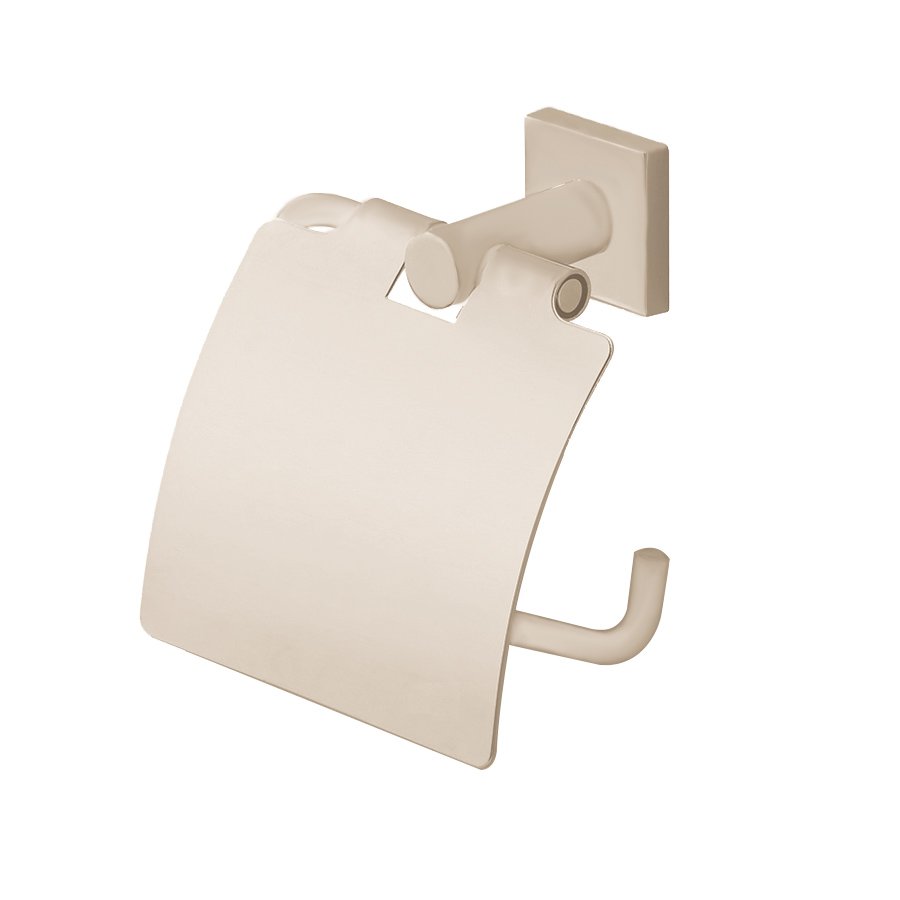 Toilet Roll Holder with Lid in Satin Nickel