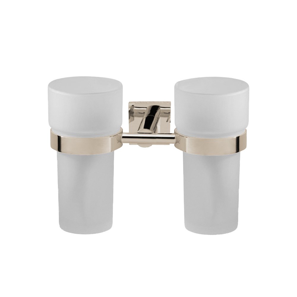 Frosted Double Tumbler Holder in Polished Nickel