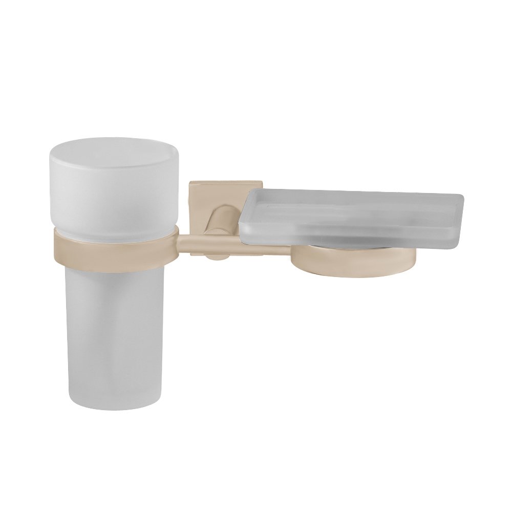 Frosted Tumbler and Soap Dish Holder in Satin Nickel