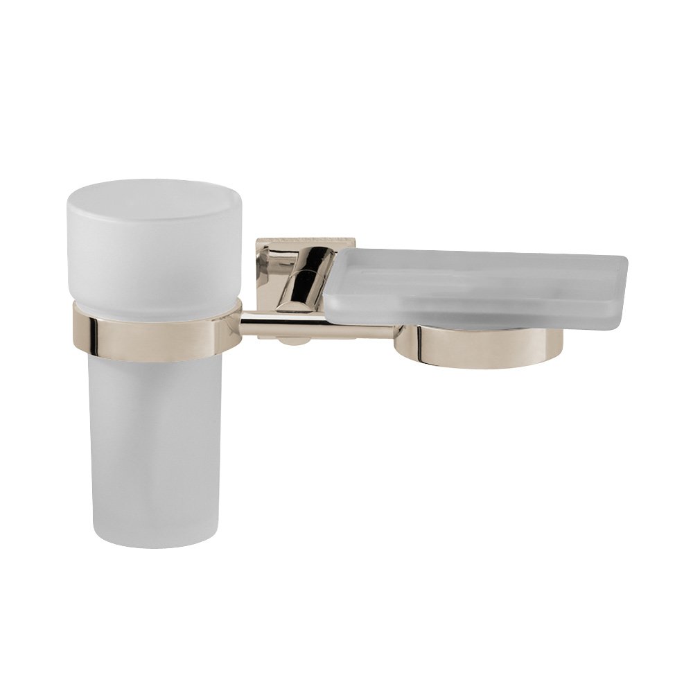 Frosted Tumbler and Soap Dish Holder in Polished Nickel