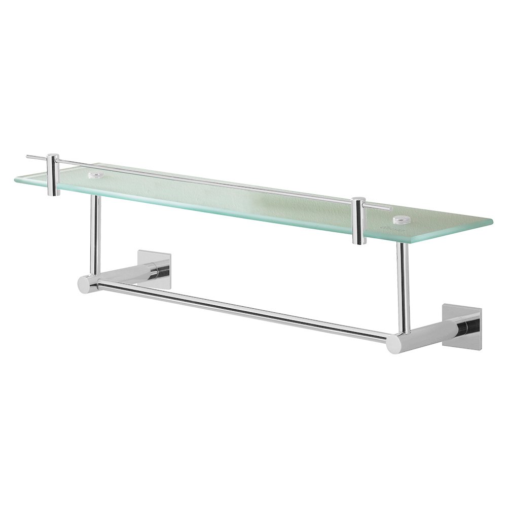 Glass Shelf with Towel Bar 19 3/4" x 5 3/4" x 6" in Chrome