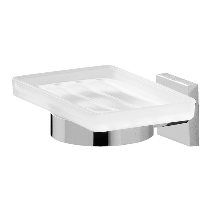 Frosted Soap Dish in Chrome