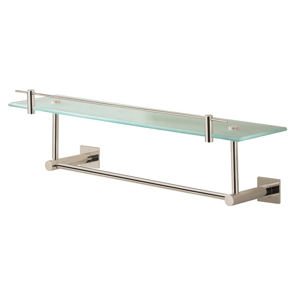 Glass Shelf with Under Bar 23 5/8" in Polished Nickel