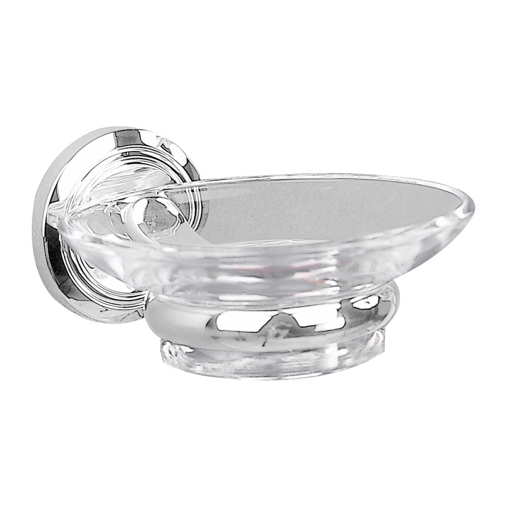  Glass Soap Dish Holder 4 3/8" x 5 3/8 in Chrome
