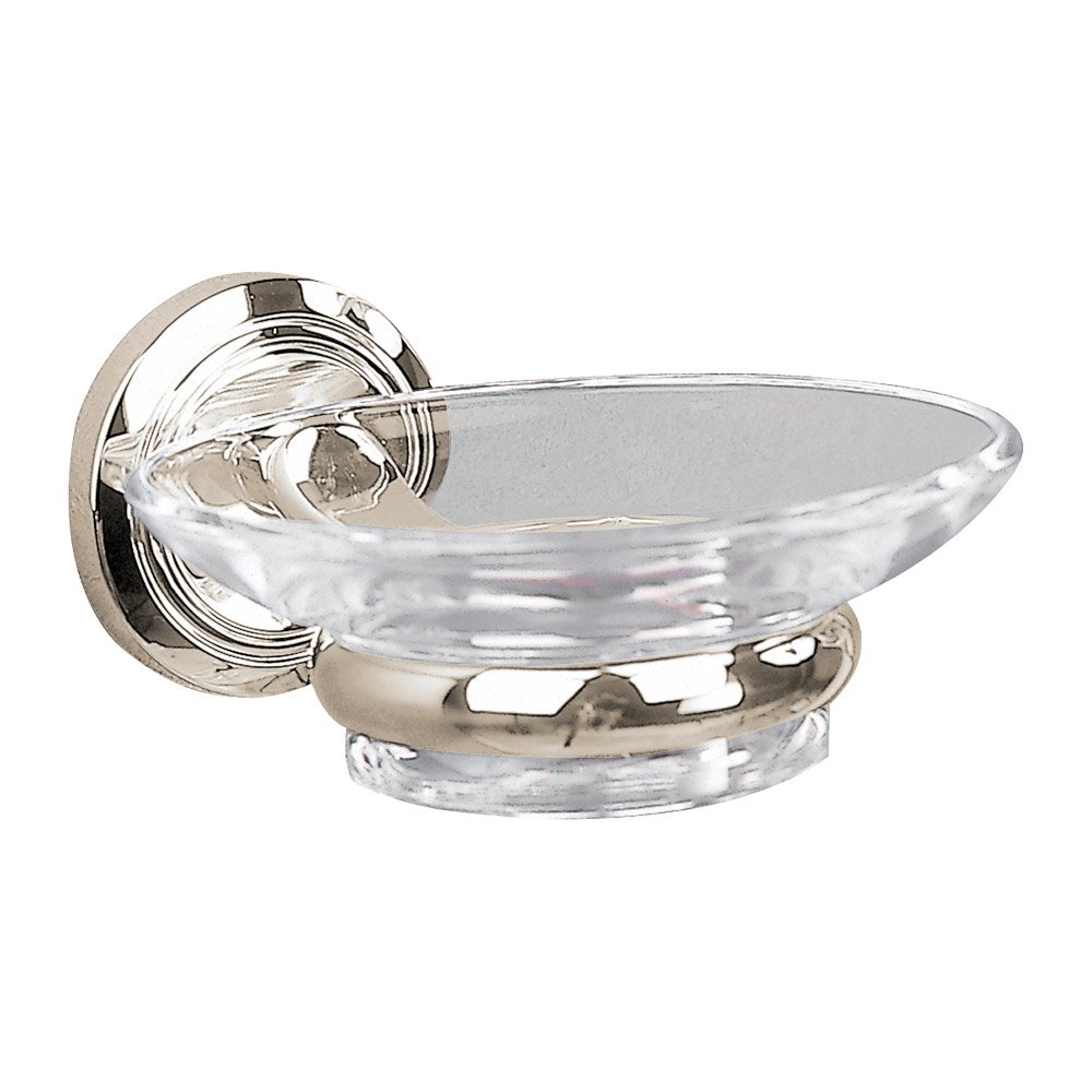  Glass Soap Dish Holder 4 3/8" x 5 3/8 in Polished Nickel