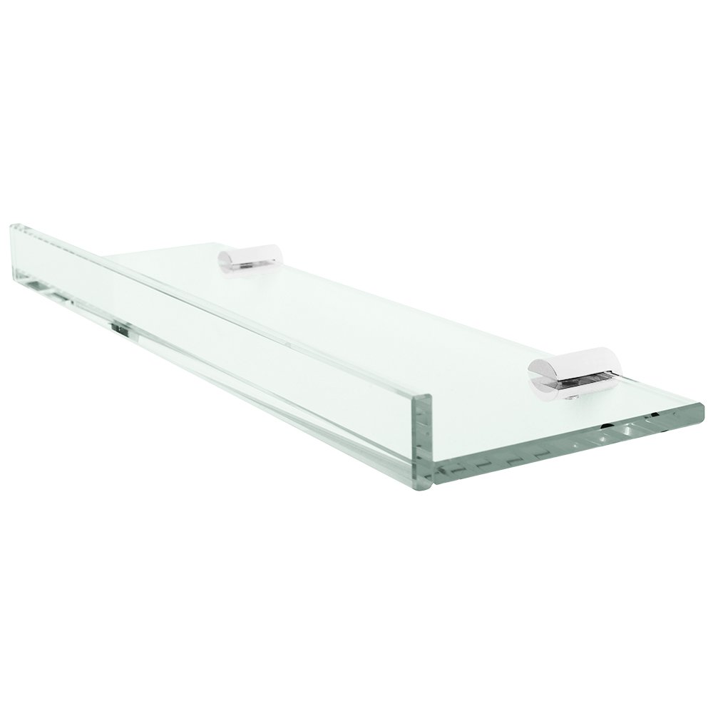 Glass Shelf with 1" Front Lip and Round Back Plate 15 3/4" x 4 7/8" x 1 3/8" in Chrome