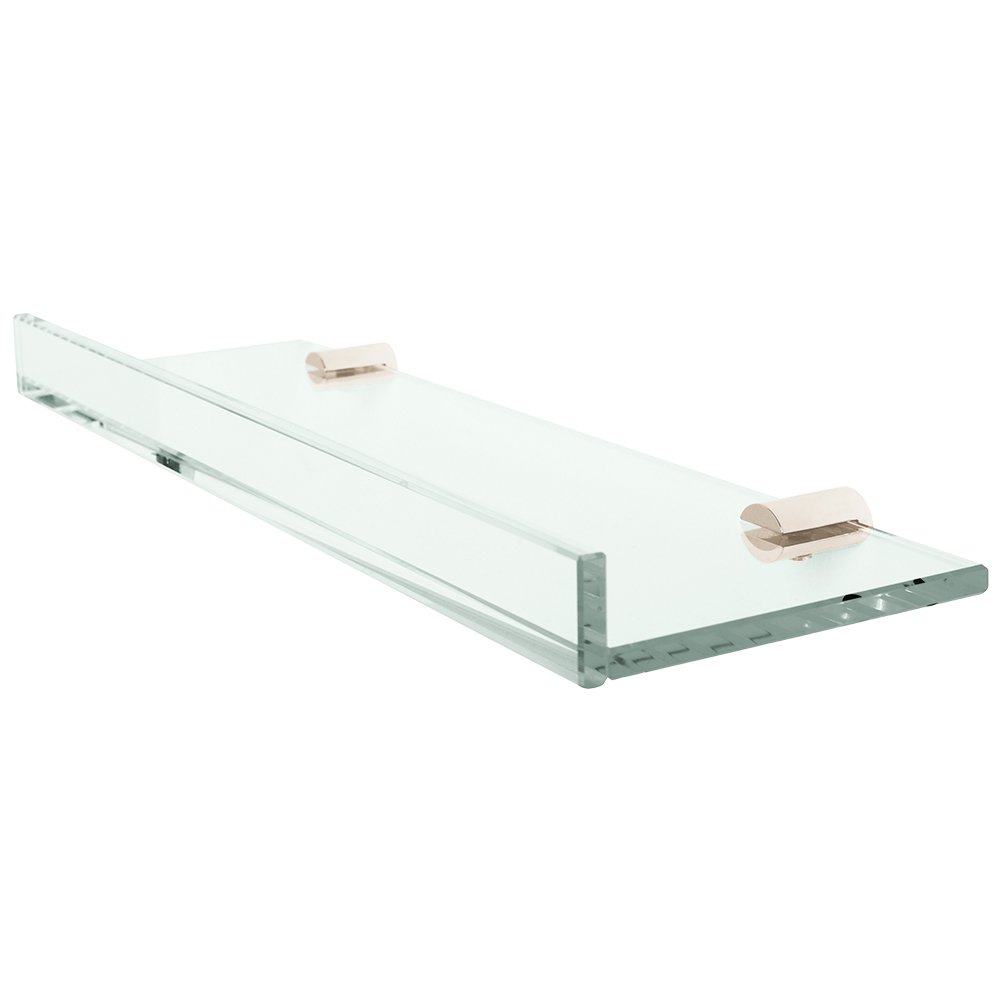 Glass Shelf with 1" Front Lip and Round Back Plate 15 3/4" x 4 7/8" x 1 3/8" in Satin Nickel