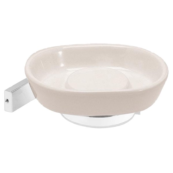 Ceramic Soap Dish Holder in Chrome