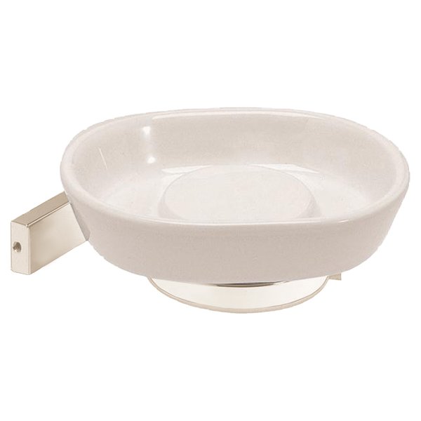 Ceramic Soap Dish Holder in Satin Nickel