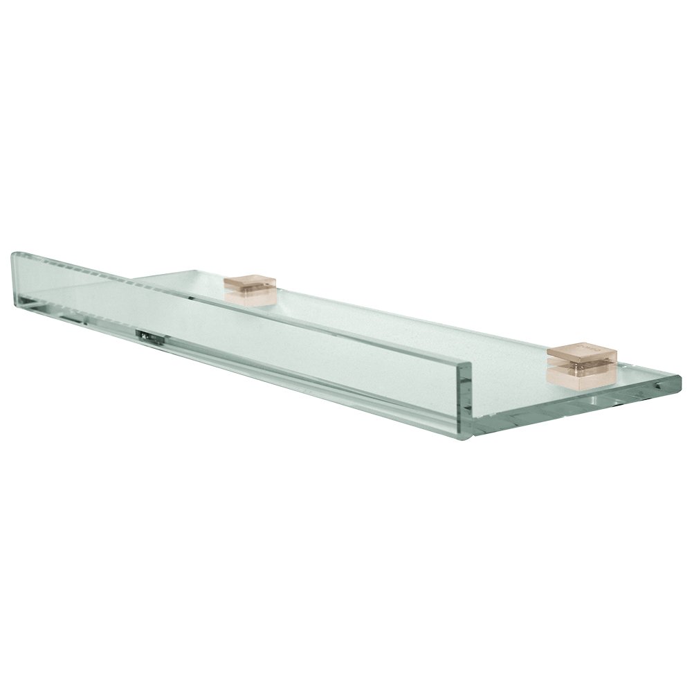 Glass Shelf with 1" Front Lip and Square Back Plate 15 3/4" x 4 7/8" x 1 3/8" in Satin Nickel