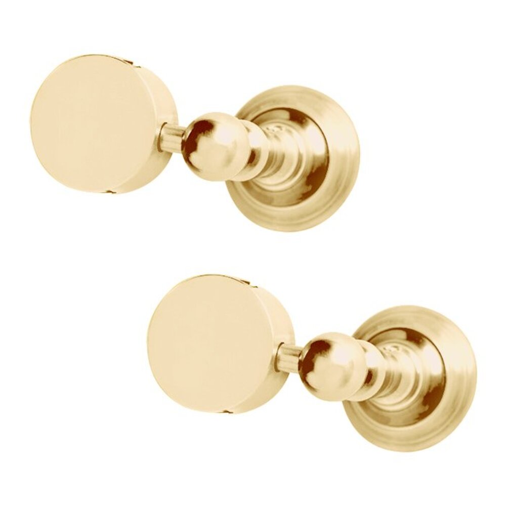 Pair of Round Mirror Brackets in Unlacquered Brass