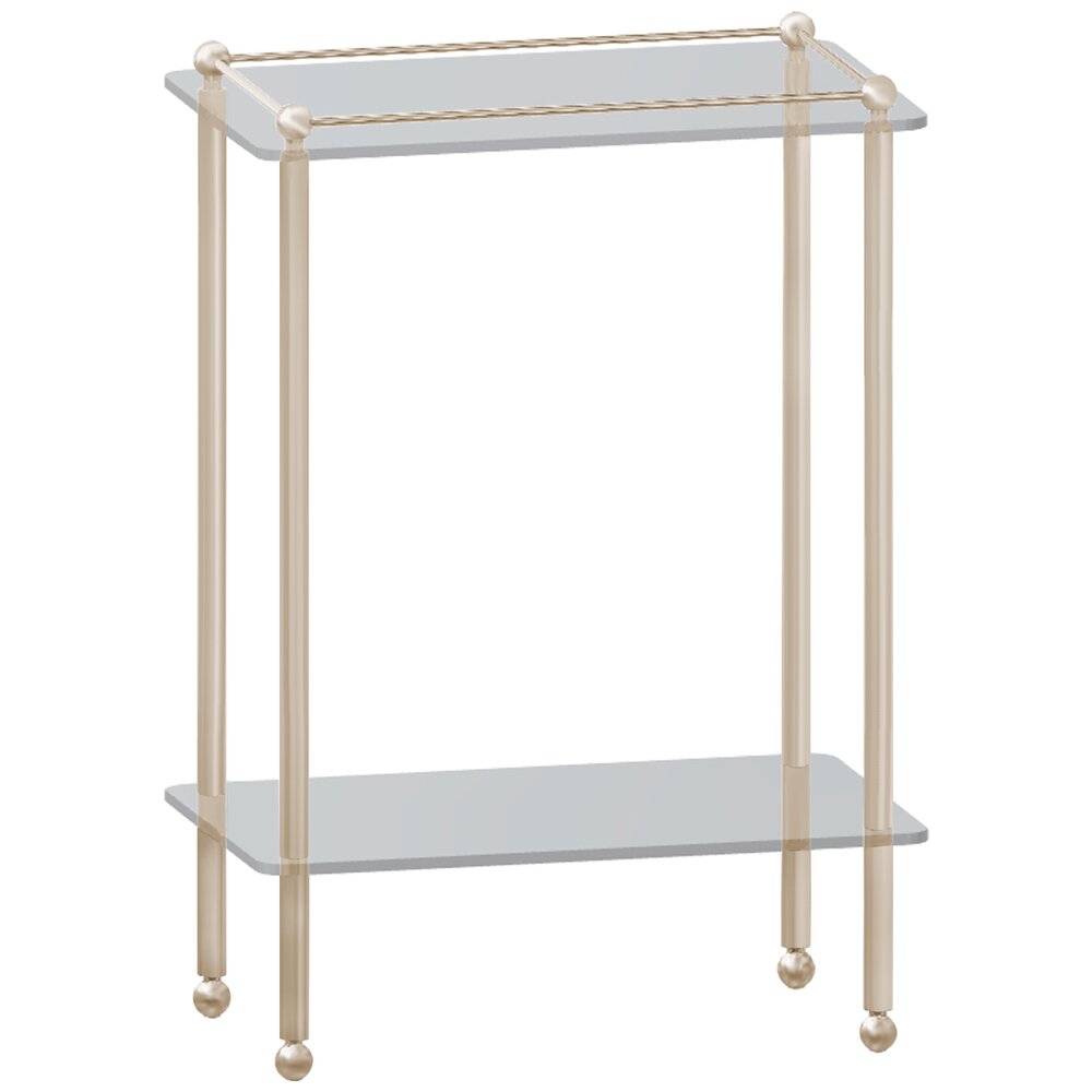 Freestanding Traditional Two Tier Shelf Unit with Feet in Satin Nickel