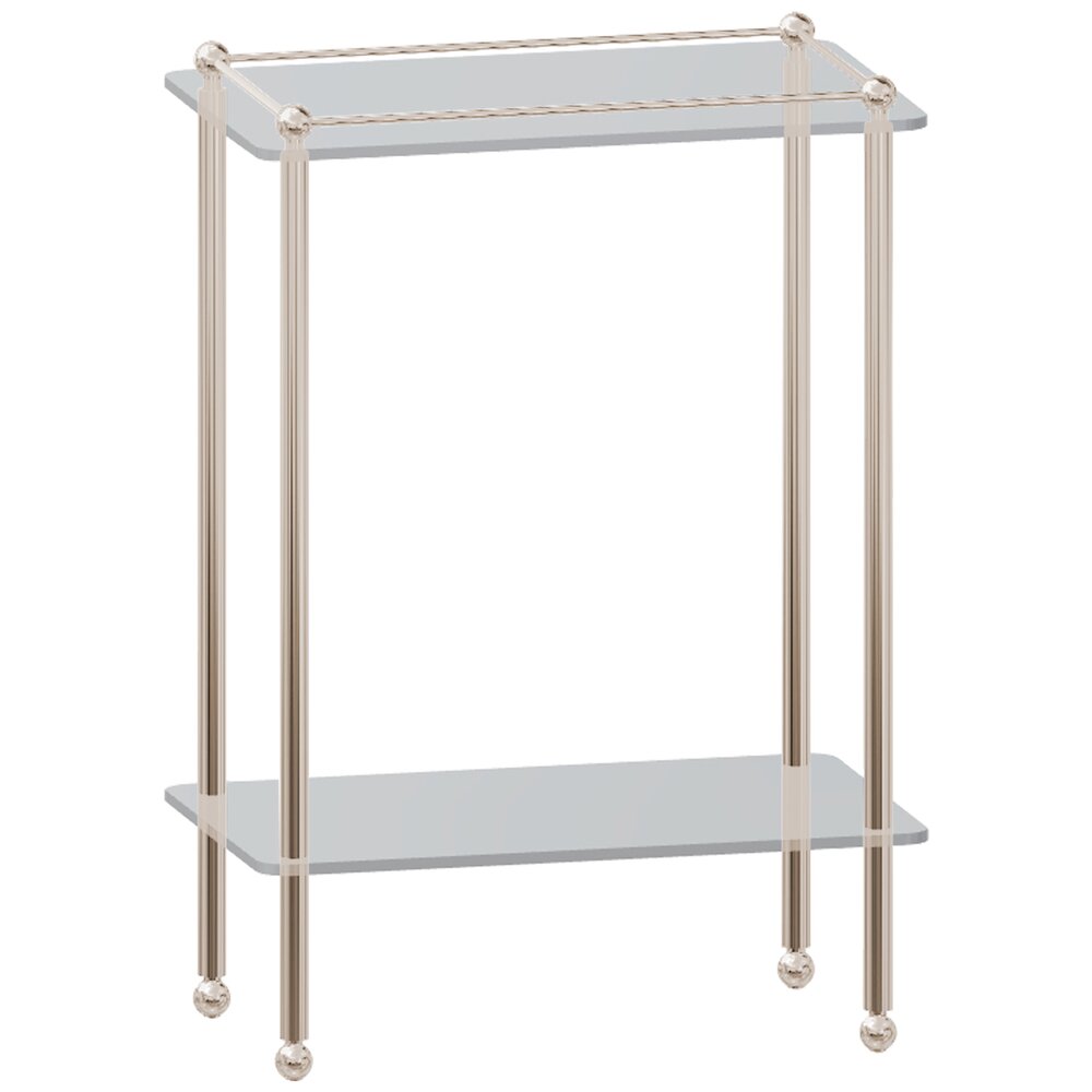 Freestanding Traditional Two Tier Shelf Unit with Feet in Polished Nickel