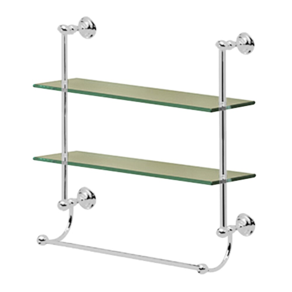 Two Tier Glass Shelf with Towel Bar in Chrome