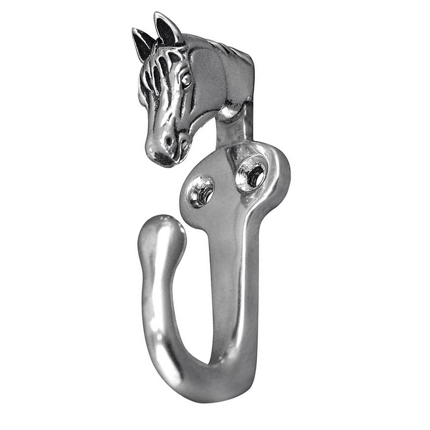 Horse Head Hook in Antique Silver