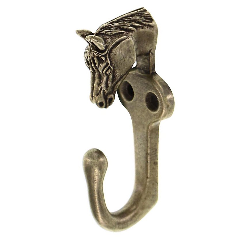 Horse Head Hook in Antique Brass