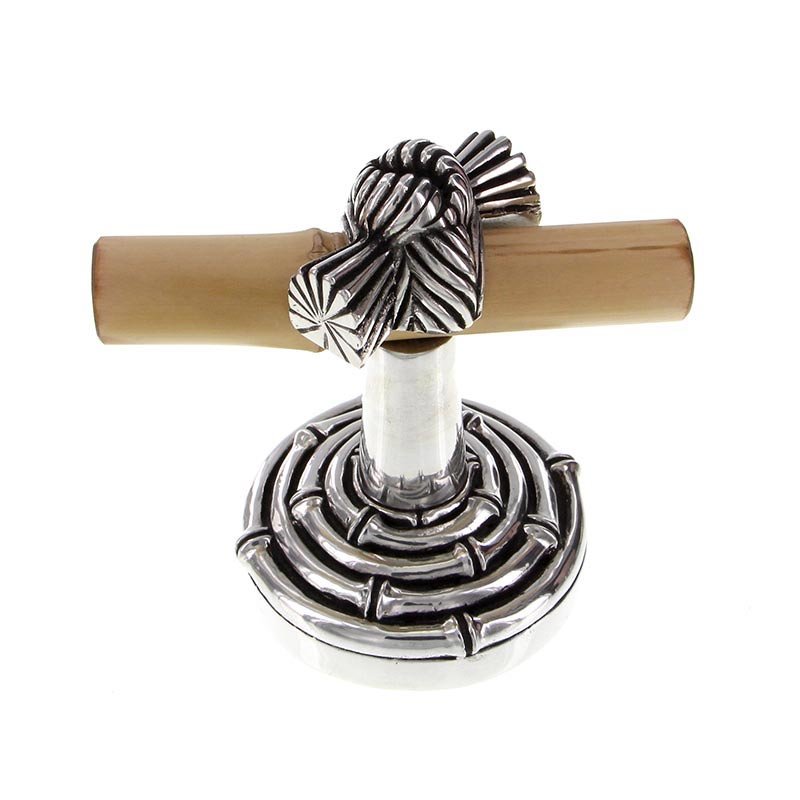 Horizontal Bamboo Knot Robe Hook in Antique Silver