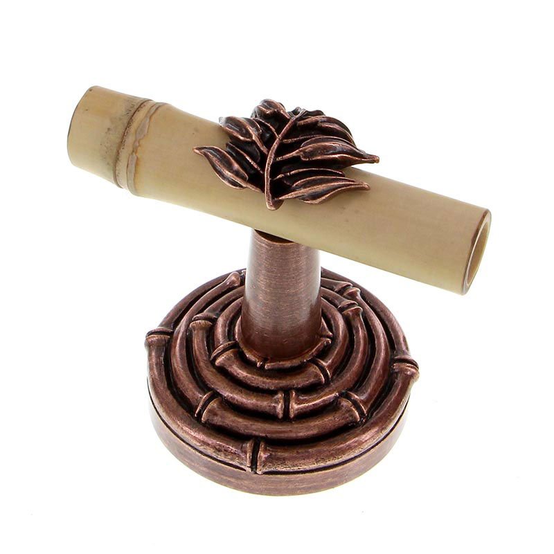 Horizontal Bamboo Leaf Robe Hook in Antique Copper