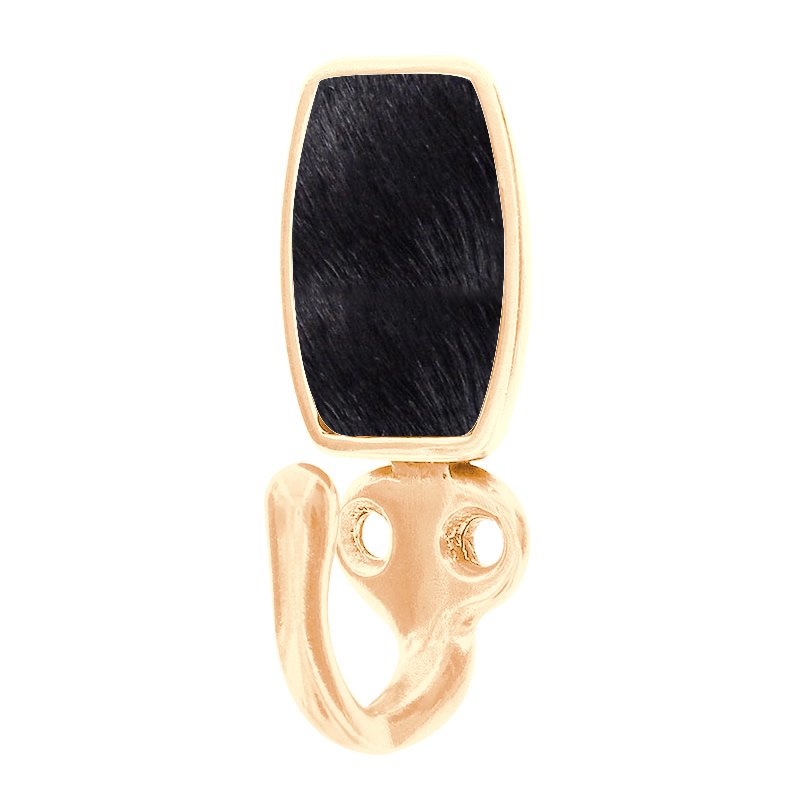 Single Hook with Insert in Polished Gold with Black Fur Insert