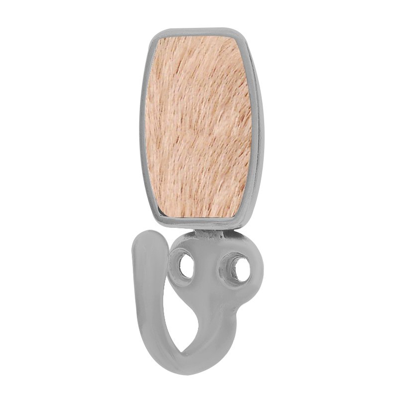 Single Hook with Insert in Satin Nickel with Tan Fur Insert