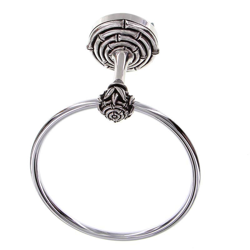 Bamboo Towel Ring in Polished Silver