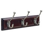 18" Triple Hook Rack in Mahogany and Antique Silver